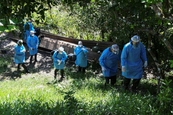 The medical team of the Brazilian Armed Forces arrives at the Cruzeirinho village, near Palmeiras do Javari, Amazonas state, northern Brazil, to assist indigenous population amid the COVID-19 pandemic