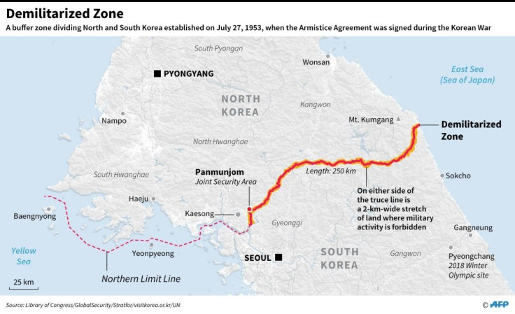 Map of the Demilitarized Zone that has divided the Korean peninsula since 1953