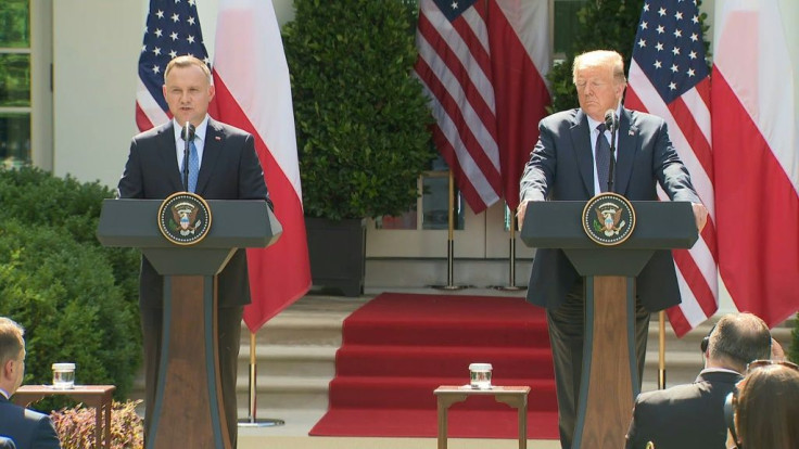 SOUNDBITEPolish President Andrzej Duda urges US President Donald Trump to "not withdraw US forces from Europe because the security of Europe is very important to me," at a Rose Garden press conference. [COMPLETES VIDI1U13TJ_EN]