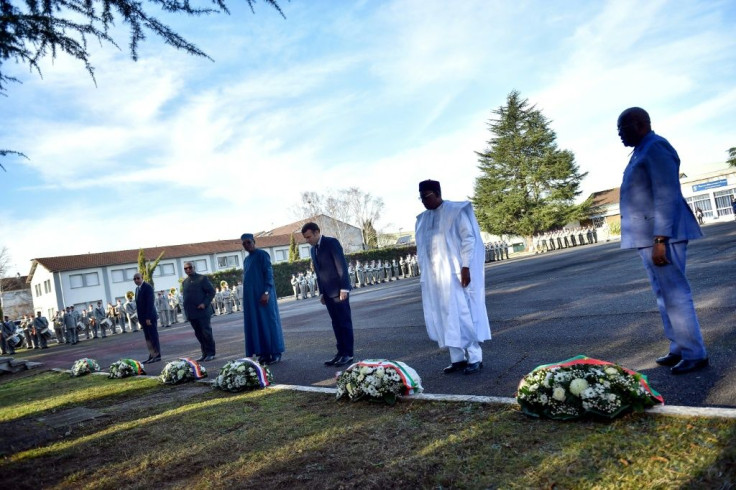 Show of solidarity: Sahel leaders gathered with French President Emmanuel Macron in January to lay wreaths in honour of seven French soldiers who died in a helicopter crash in Mali