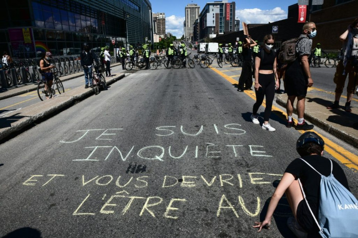 Michael Theriault's verdict was highly anticipated in Canada, where protesters like these in Montreal earlier this month have demonstrated against racism in recent weeks