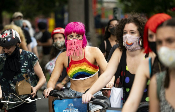 In New York, activists staged a 'Queers and Queens Unite on Bikes' in solidarity with the Black Lives Matter movement