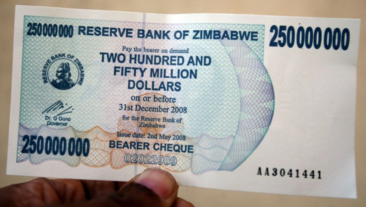 Land of millionaires: A bank note for 250 million Zimbabwean dollars, worth just US$1 when it was issued in May 2008