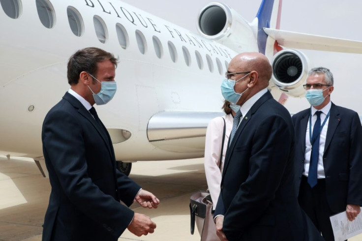 Nouakchott welcome: French President Emmanuel Macron, left, and Mauritanian President Mohamed Ould Ghazouani