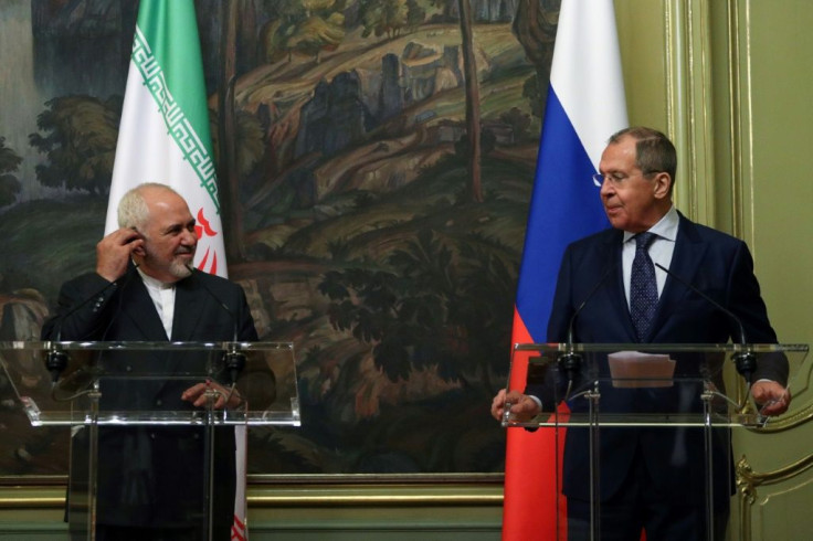 Russian Foreign Minister Sergei Lavrov and his Iranian counterpart Mohammad Javad Zarif meet in Moscow on June 16, 2020 as the United States presses to extend a UN arms embargo on Iran