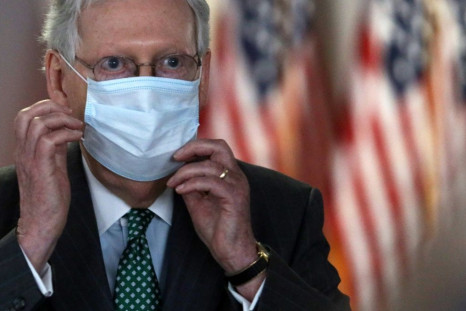 U.S. Senate Majority Leader Mitch McConnell is among the prominent Republicans to don masks as the US coronavirus outbreak worsens