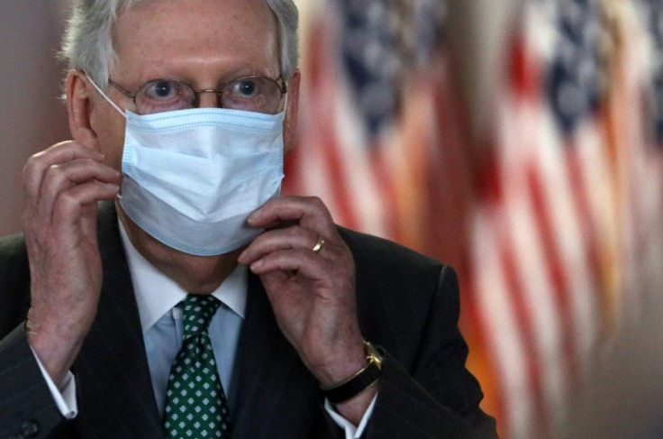 U.S. Senate Majority Leader Mitch McConnell is among the prominent Republicans to don masks as the US coronavirus outbreak worsens