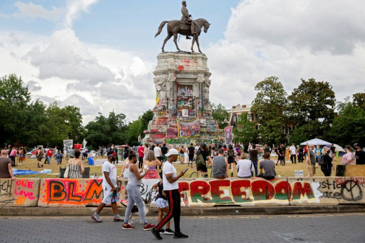 The statue of former Confederate commander Robert E. Lee on Monument Avenue in Richmond, Virginia, has become a focal point of protests for racial justice