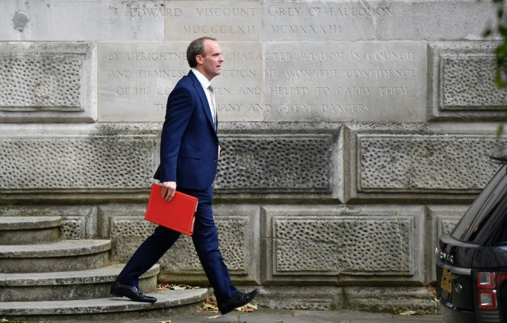 Britain's Foreign Secretary Dominic Raab on his way to parliament where he told MPs "we will live up to our promises" regarding Hong Kong