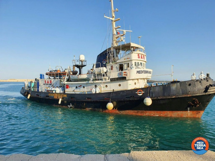 Charity group Mediterranea's Mare Jonio ship rescued 43 migrants on Wednesday, eight of whom tested positive for coronavirus