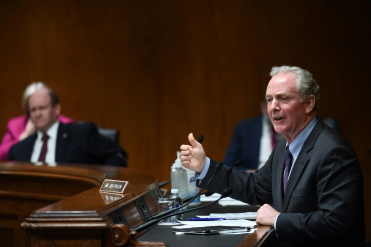 Senator Chris Van Hollen, seen here in a June 2020 hearing, has helped lead efforts on Hong Kong in the US Congress