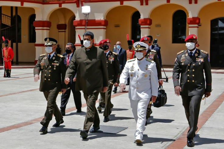 Venezuela's President Nicolas Maduro arriving at a military ceremony in Caracas