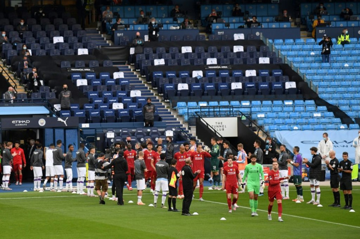 Manchester City players formed a guard of honour for Liverpool in their first match since becoming Premier League champions