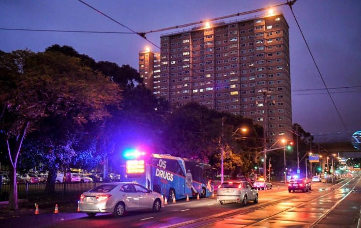 Hundreds of police enforce the lockdown of nine public housing towers in the Australian city of Melbourne