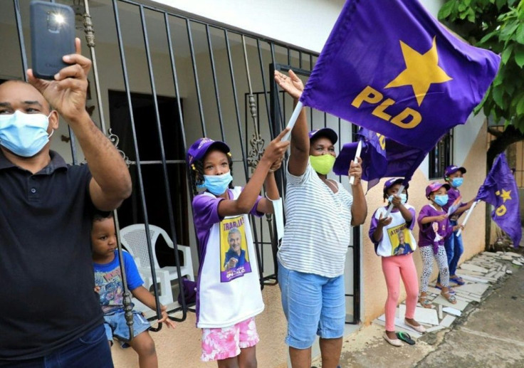 Supporters of Dominican presidential candidate Gonzalo Castillo, in a handout picture from his press office