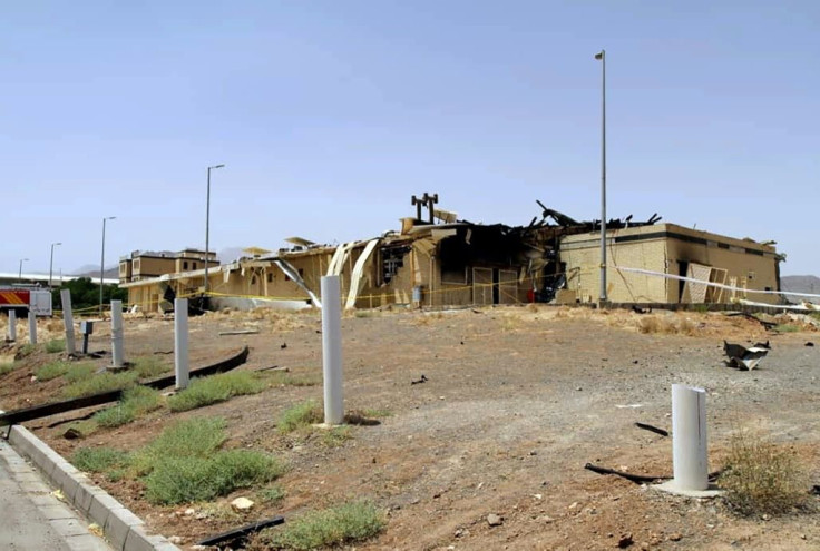 A photo released by the nuclear organisation showed a building with a damaged roof, walls apparently blackened by fire and doors hanging off their hinges