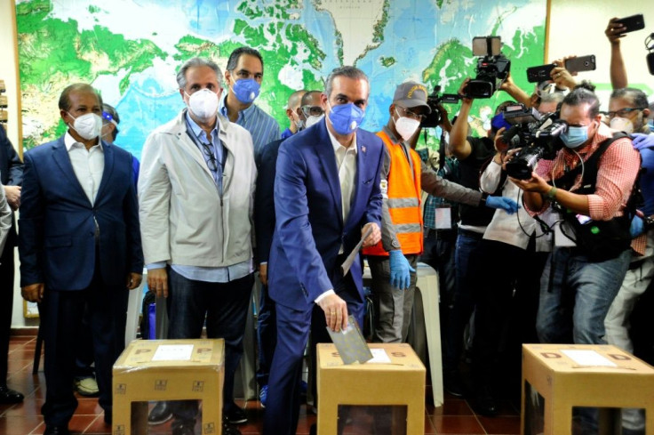 Opposition candidate Luis Abinader, who ran out winner of the Dominican Republic's presidential election, pictured casting his vote in the capital Santo Domingo