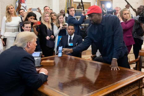 President Donald Trump meeting rapper Kanye West in the White House on 11 October 2018