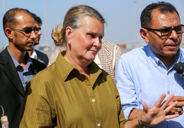 UN Resident Coordinator in Yemen Lise Grande during a visit to the Red Sea port city of Hodeida in January 2019