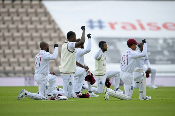 West Indies players take a knee at the Ageas Bowl