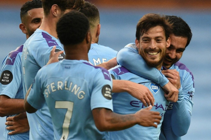 David Silva (second right) scored on one of his final appearances for Manchester City at the Etihad