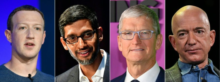 The tech giants -- Facebook CEO Mark Zuckerberg, Google CEO Sundar Pichai, Apple CEO Tim Cook and Amazon CEO Jeff Bezos