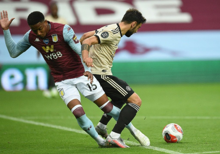Aston Villa's Ezri Konsa conceded a penalty for his challenge on Manchester United's Bruno Fernandes