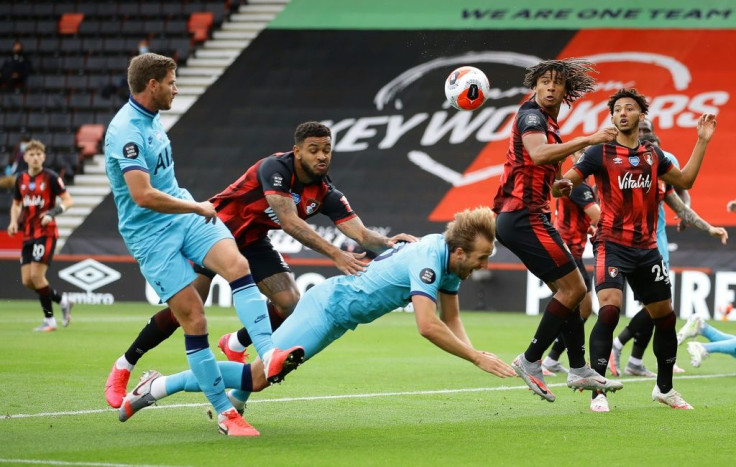 Tottenham's Harry Kane was denied a penalty after being pushed by Bournemouth's Josh King
