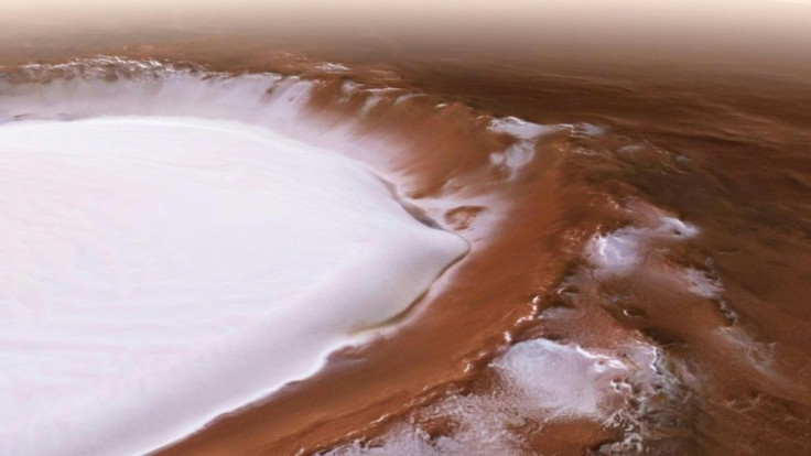An animation based on images taken by the ESA's Mars Express showcases the 82-kilometre-wide Korolev Crater on Mars. Located in the northern lowlands of the Red Planet, south of the large Olympia Undae dune field that partly surrounds Marsâ north polar 