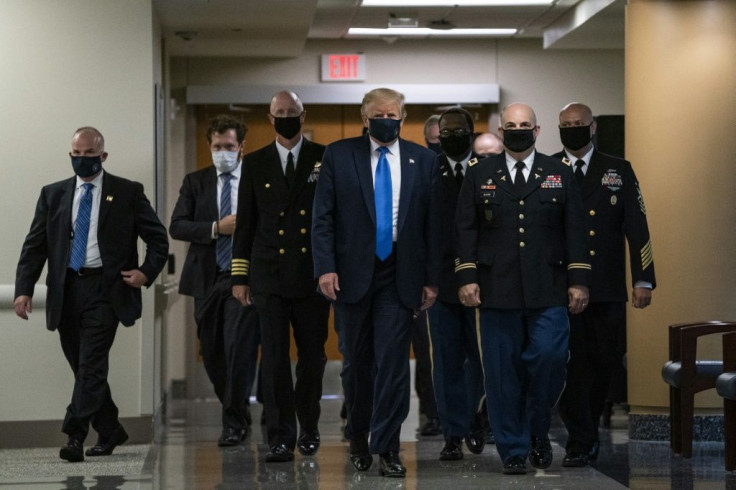 US President Donald Trump told reporters before leaving for Walter Reed medical center: "I've never been against masks but I do believe they have a time and a place"