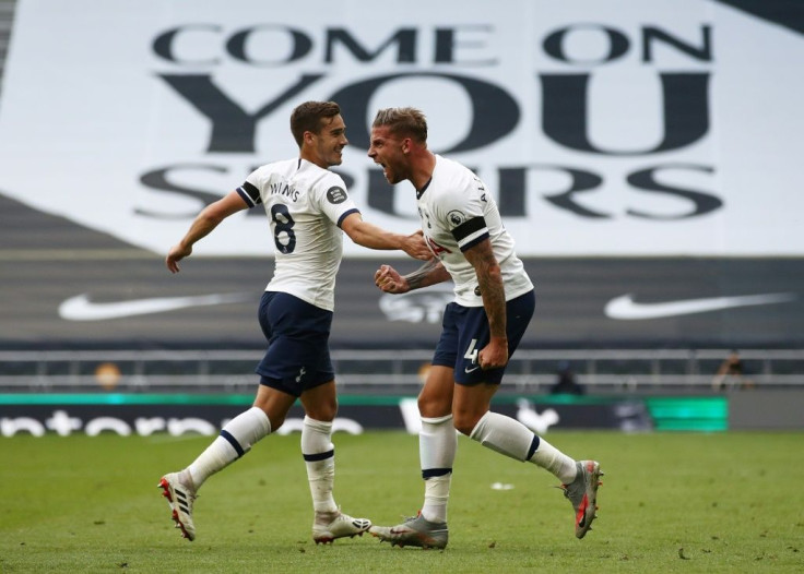Tottenham defender Toby Alderweireld (R) scored the winner against Arsenal