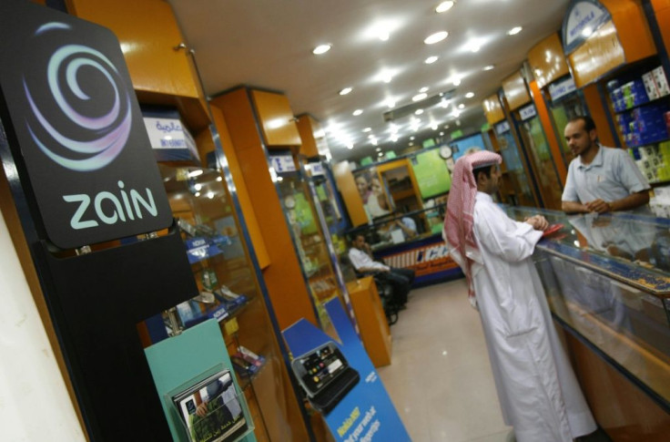 The logo of Kuwait's telecom company Zain is displayed at a store in Kuwait City