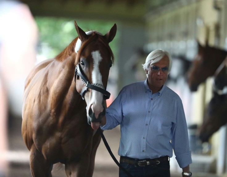 US racing legend Bob Baffert, seen here with 2018 Triple Crown winner Justify, is facing a 15-day suspension after two of his horses failed drug tests at a meeting in Arkansas in May