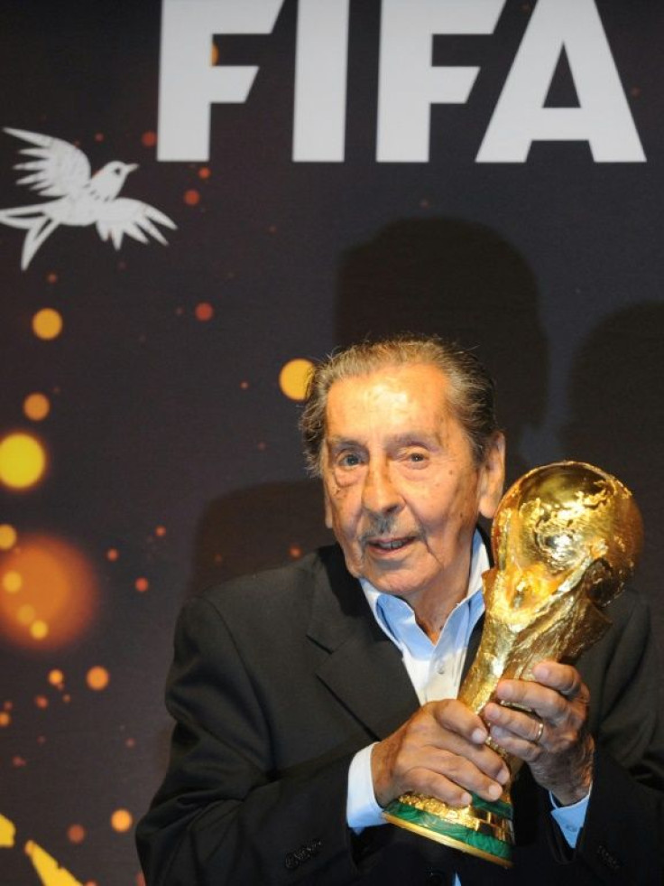 Uruguayan former footballer Alcides Ghiggia, pictured with the World Cup trophy in 2014, scored the goal that won the 1950 World Cup and sparked the 'Maracanazo' trauma that took Brazil decades to overcome