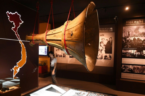A replica of a loudspeaker which transmitted propaganda messages during the Vietnam War