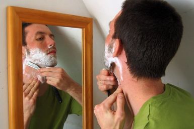 man shaving cream