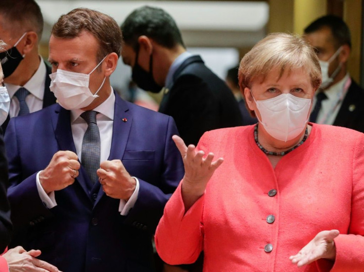 Germany's Chancellor Angela Merkel and France's President Emmanuel Macron are trying to get their European counterparts to agree on a massive 750-billion-euro stimulus programme to help boost their economies following coronavirus lockdowns