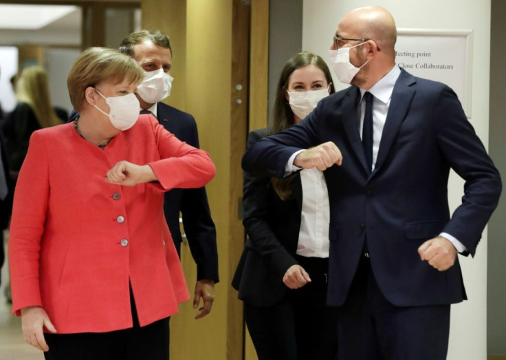 Merkel and Michel were on the same page but socially distancing in Brussels