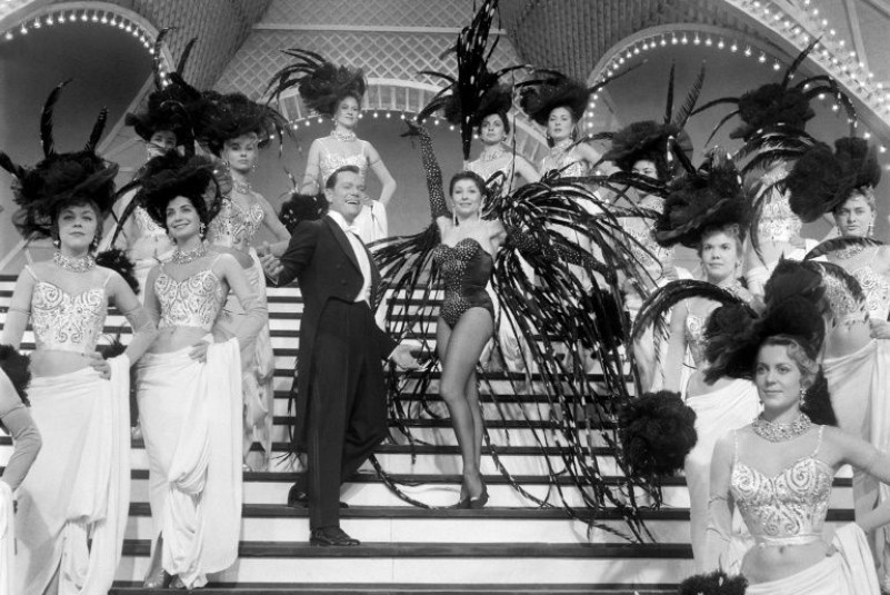 Zizi Jeanmaire, pictured on the set of the film "Folies Bergeres", trained at the Paris Opera ballet school before finding stardom on stage and screen