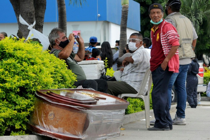 Once relatives in Guayaquil were able to identify their loved ones, authorities were able to begin the grim transfer of their remains in coffins