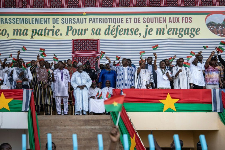 Traditional, religious and political leaders attend a rally to support the security forces, known by their initials in French as the FDS, in the capital Ouagadougou last October