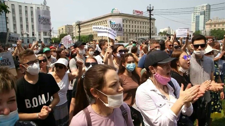 IMAGESProtesters in Russia's Far East continue to rally in support of a popular regional governor arrested in an old murder case despite him asking for the mass protests to end. Thousands walk onto the streets of Khabarovsk, a city of nearly 600,000 close