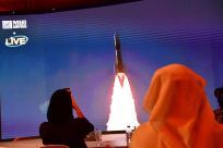 Staff at the Mohammed Bin Rashid Space Centre in Dubai followed the broadcast launch on July 19, 2020 of the "Hope" Mars probe on a large streen