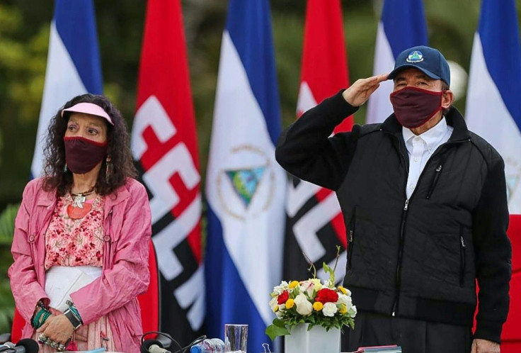 President Daniel Ortega and his wife Vice President Rosario Murillo wore masks at celebrations marking the 41st anniversary of the Sandinista revolution but the leader has taken no measures to contain the coronavirus