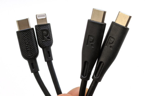 USB-C to Lightning Cable on the left, Included USB-C cable on the right 