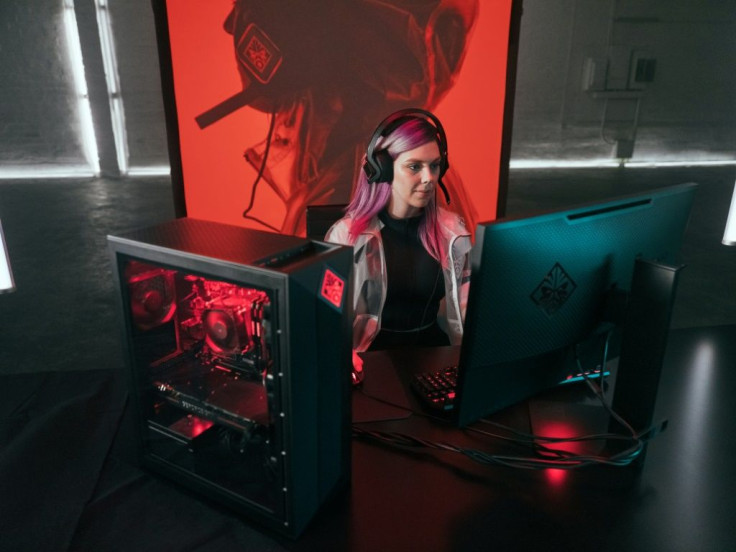 Stephanie Harvey, a world champion video game player, is seen on August 13, 2018; she says harassment is common in the male-dominated gaming sector