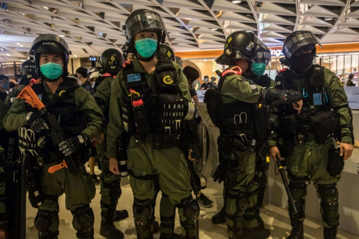 Hong Kong police turned out in force to stamp out any attempt at protests in Yeung Long
