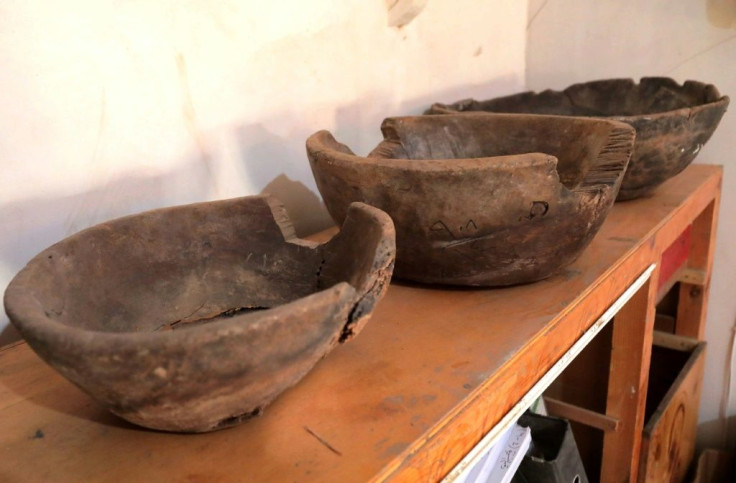 Damaged artefacts at the National Museum in Taez