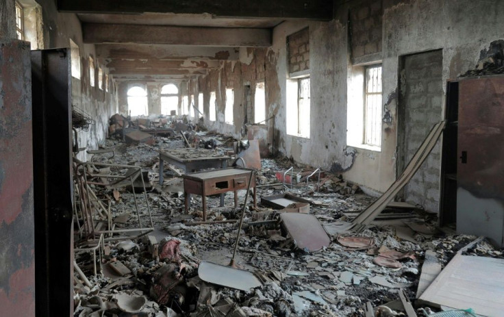 A destroyed room in the National Museum in Taez