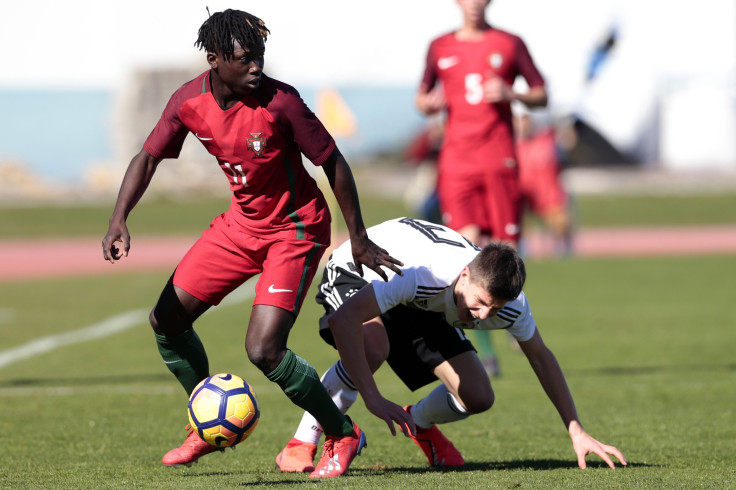 Michael Kostka (R) of Germany U16 challenges Joelson Fernandes (L) of Portugal U16